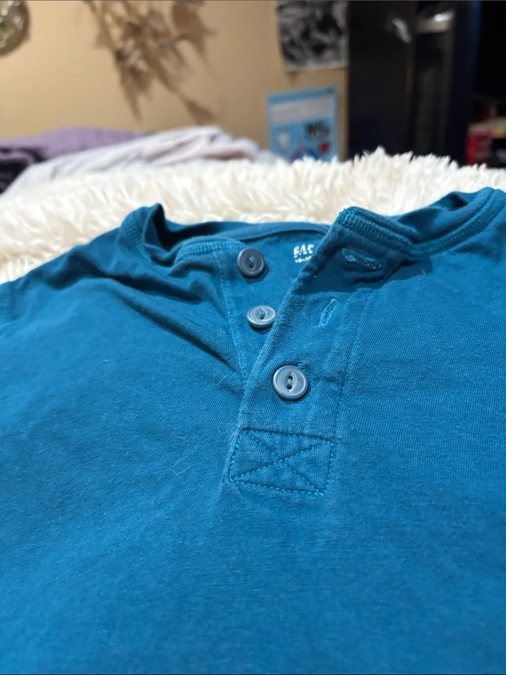 GAP Girl's Teal Henley Short Sleeve Shirt